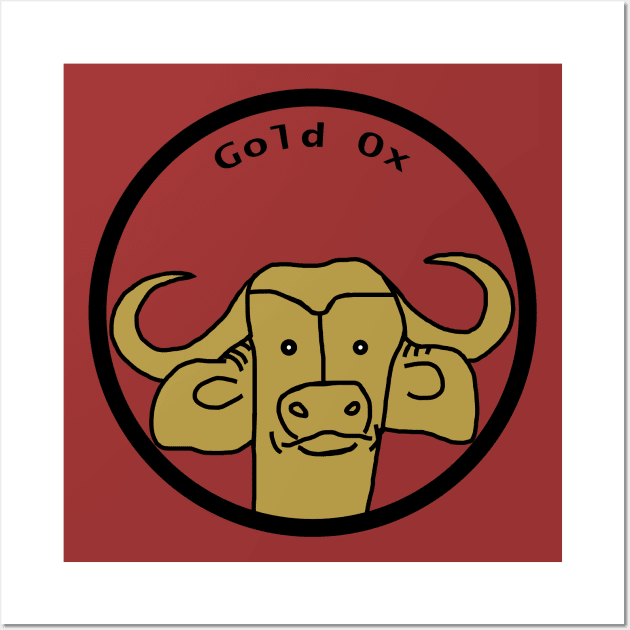 Gold Ox Portrait Wall Art by ellenhenryart